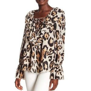 Show Me Your MuMu leopard print Elton Bell Top NWT